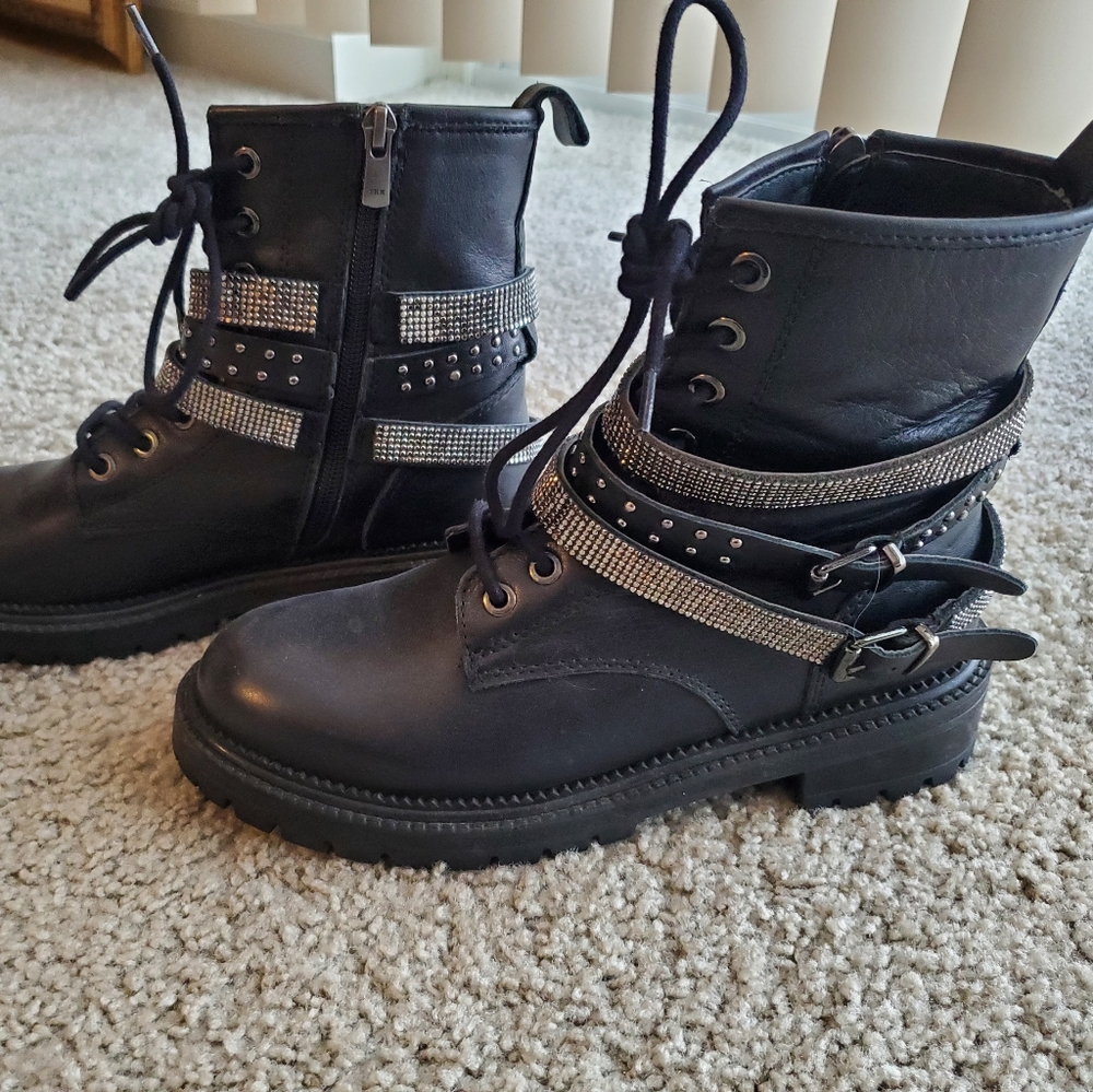 Steve Madden black combat style ankle booties